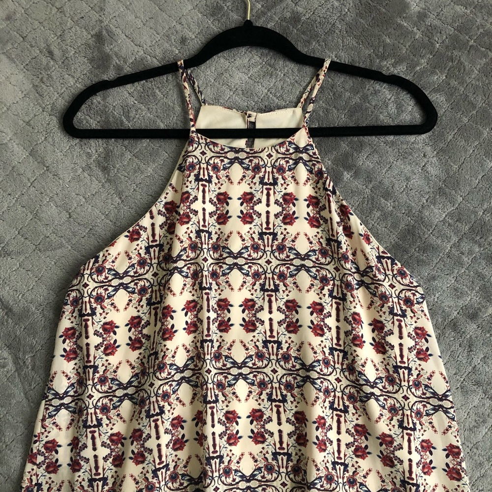 Loose beige floral blouse